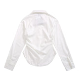 Women Long Sleeve Shirt White Shirt for Girls Spring and Autumn Casual Polo Collar Embroidered Shirt
