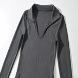 Women T-Shirt Autumn Long Sleeve Lapel V-Shaped Women's T-shirt