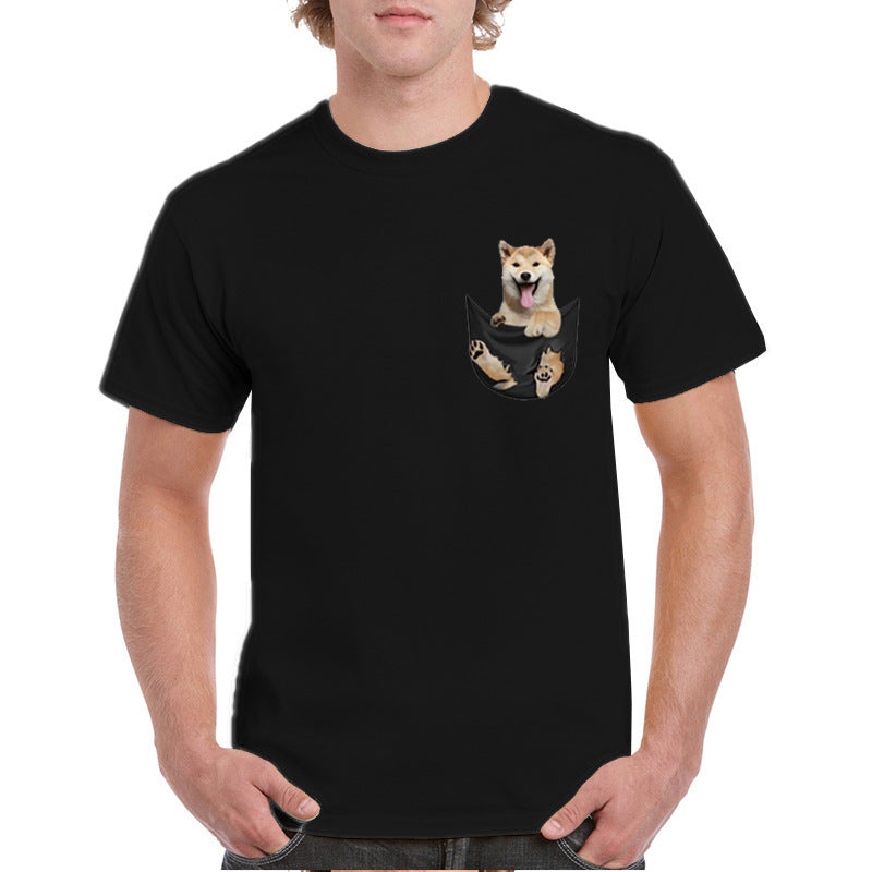 T-shirt casual yellow dog pattern