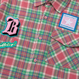 Men's Long Sleeve T Shirt Plaid Shirt Men's Embroidered Letter Long Sleeve Lapel Loose Shirt