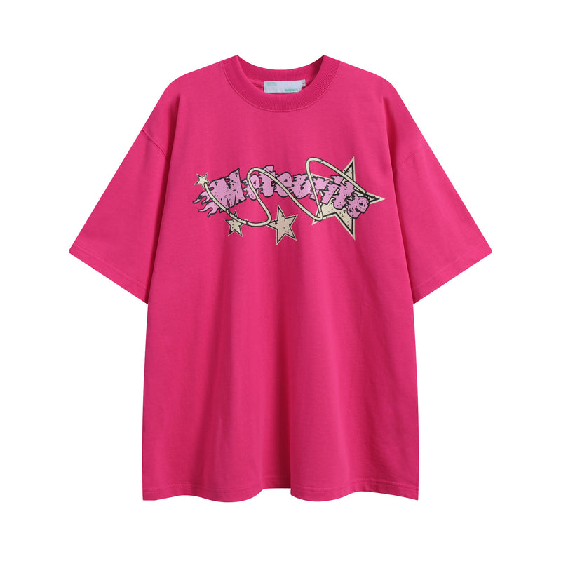 After Prom Shirt Summer American T-shirt Men's Five-Pointed Star Printed T-shirt Women's Loose Couple