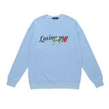 Men Long Sleeve Shirt Loose round Neck Sweater Male Letter Top Autumn