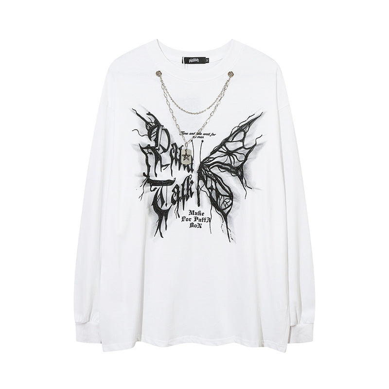 Men Long Sleeve Shirt Printed Couple Long Sleeve T-shirt Men and Women All-Matching Base