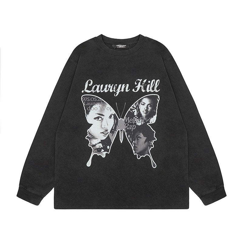 Men Long Sleeve Shirt Vintage Long Sleeve T-shirt Men and Women All-Matching Long Sleeve Bottoming