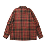 Men Long Sleeved T Shirt Plaid Long Sleeve Shirt Boys Sleeve Letter Lapel Shirt Coat
