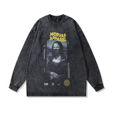 Men Long Sleeve Shirt Cyberpunk Printed Distressed Long Sleeve T-shirt Men and Women Loose