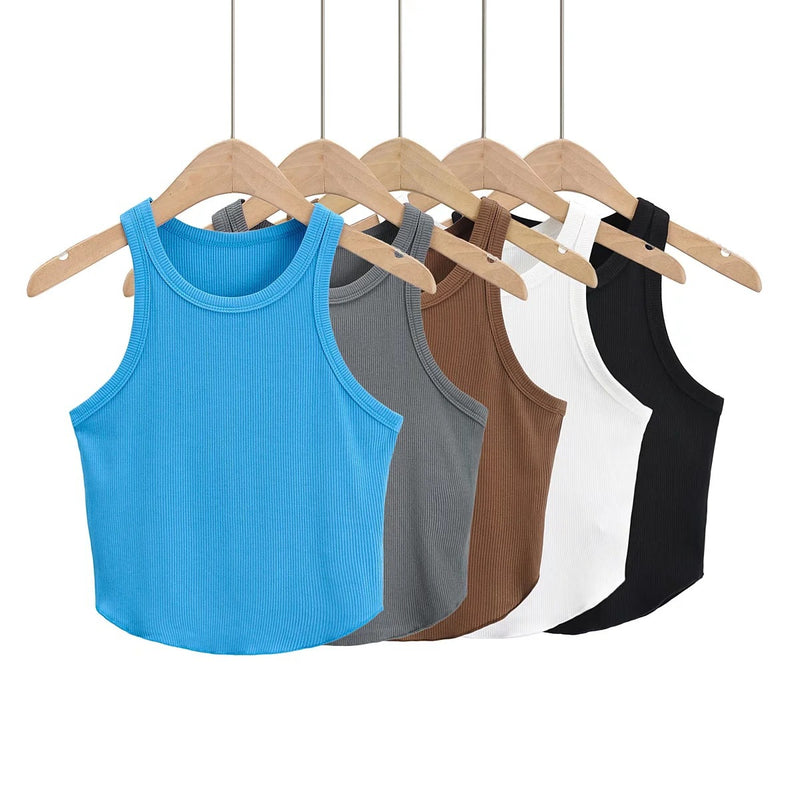 Women T-Shirt Summer round Neck Slim Thread Vest