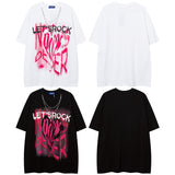 Men T Shirt Letter Graffiti Couple Men and Women Hip Hop Casual Short Sleeve T-shirt