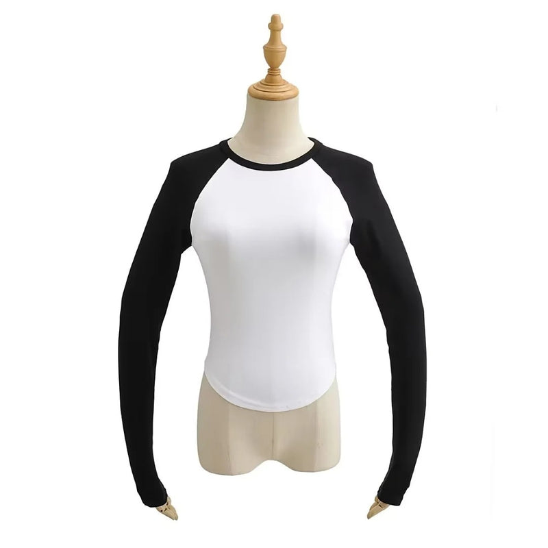 Women T-Shirt Stitching Bottoming Shirt Autumn Women Top T-shirt