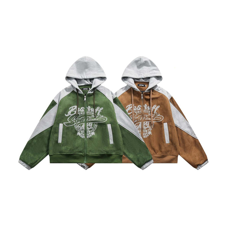 Unisex Jacket Autumn Stitching Suede Jacket