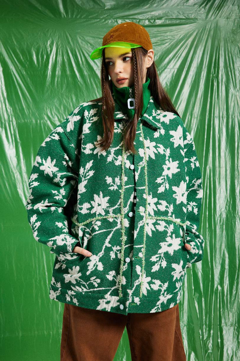 Unisex Jacket Autumn Distressed Small Flower Jacket Jacket