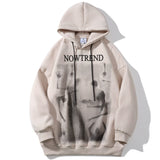 Men Fleece Lined Hoodie Figure Printed Hoodie Men's Casual Ins Loose Pullover Top