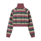 Men Hoodie Striped Stand Collar Zipper Coat Men and Women Letters