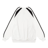 Men Hoodie Spring and Autumn Loose Sweater Men's Casual Raglan Sleeve Patchwork Stripes