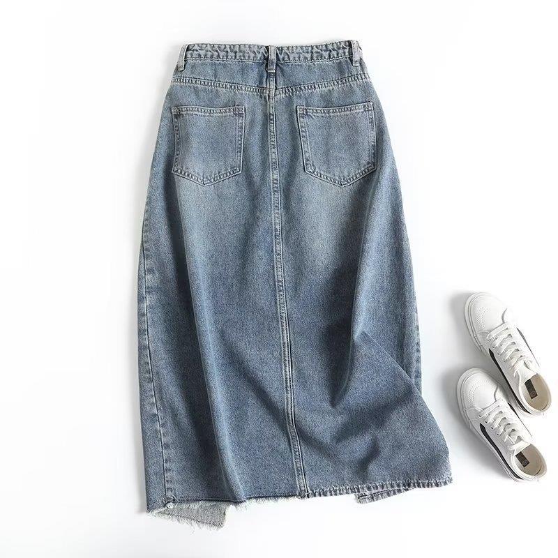 Women Skirt Autumn Denim Skirt Mid-Length Hip Skirt