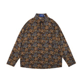 Men Long Sleeved T Shirt Vintage Floral Shirt Men's Ins Casual Long Sleeve Printed Loose Cardigan