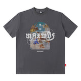 Men T Shirt Hip Hop Astronaut Printed Short Sleeve T-shirt Men and Women Couple