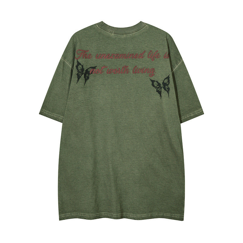Men T Shirt Vintage Heart Graffiti Fashion Brand Half Sleeve T-shirt Men and Women