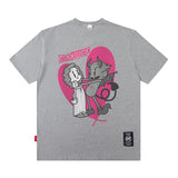 Men T Shirt Short Sleeve Summer Loose I Retro High Street Men and Women Couple