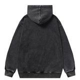 Men Fleece Lined Hoodie Letter Embroidery Washed and Worn Hooded Sweater Men's Loose Street Pullover Hoodie
