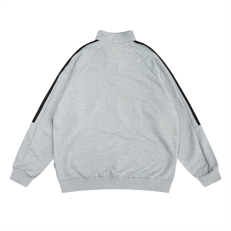Men Hoodie Letter Embroidered Printed Mock Neck Hoodie