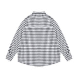 Men Long Sleeve T Shirt Plaid Letter Print Hollow out Long Sleeve Shirt Loose Casual Shirt