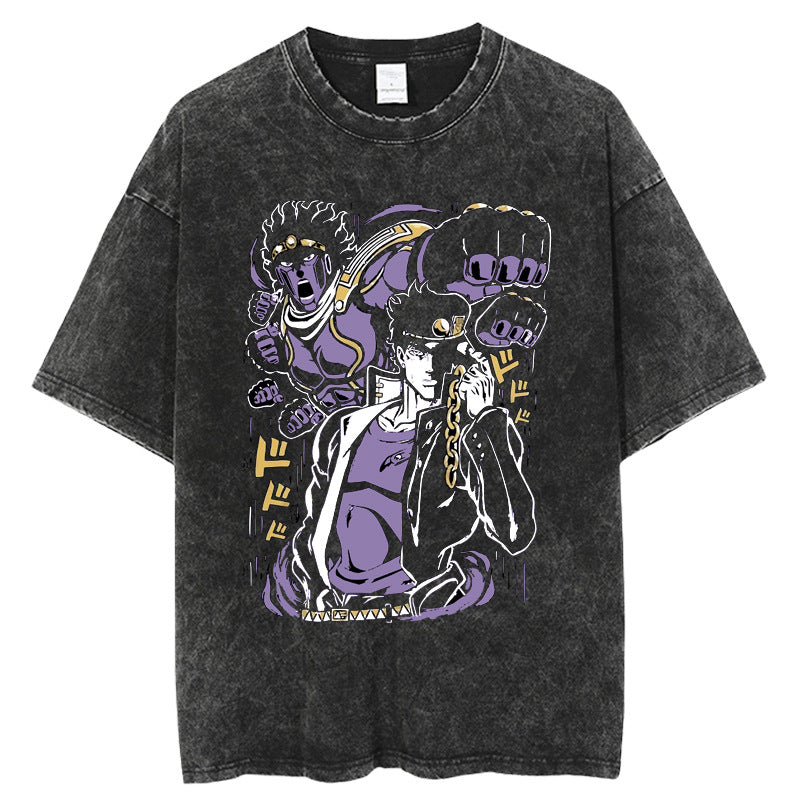 JoJo Bizarre Adventure Washed T-Shirt Men Hip Hop
