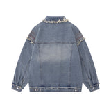 Men Denim Jacket Men's Clothing Washed and Worn Denim Jacket Coat