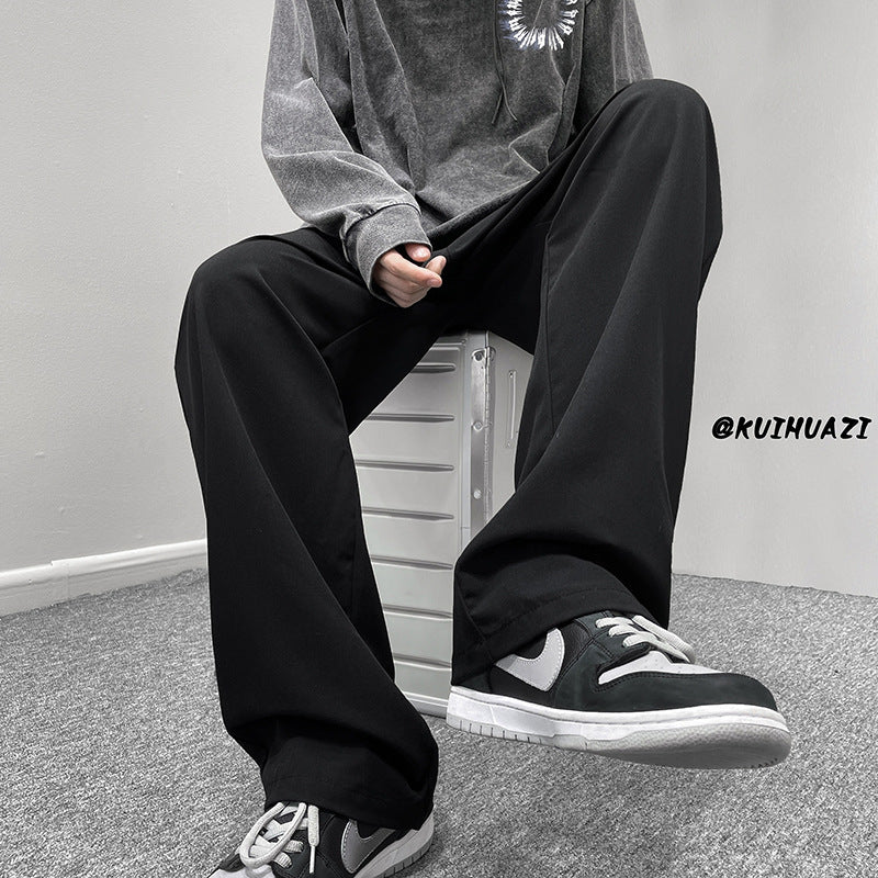 Men Sweatpants Casual Men's Summer Straight Loose-Fitting Wide-Leg Trousers