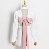 Frankie Shop Hourglass Blazer Autumn Stitching Bow