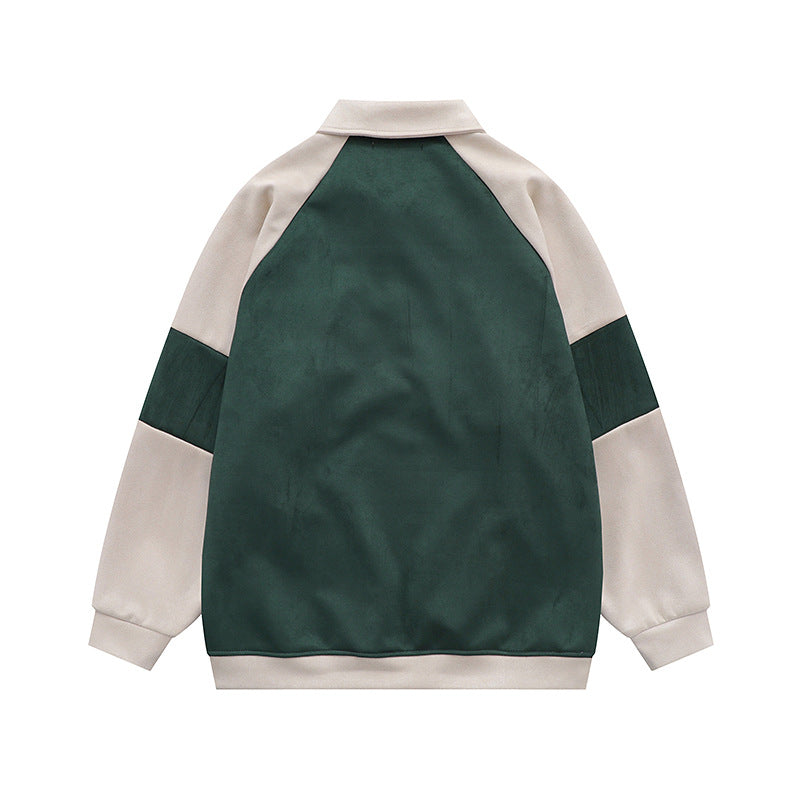 Men Hoodie Lapel Pullover Sweater Men's Casual Long Sleeve Polo Collar Sportswear