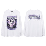 Men Long Sleeve Shirt Cartoon Printed Couple Long Sleeve T-shirt Men and Women Loose