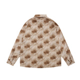 Men Long Sleeved T Shirt Hawaiian Drape Floral Shirt Men's Spring and Autumn Loose Lapel Long Sleeves Shirt