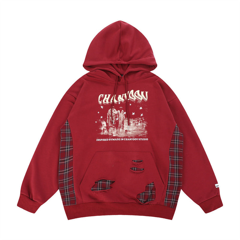 Men Hoodie Hooded Sweater Men's Autumn Loose Sports Printed Long-Sleeved Hoodie