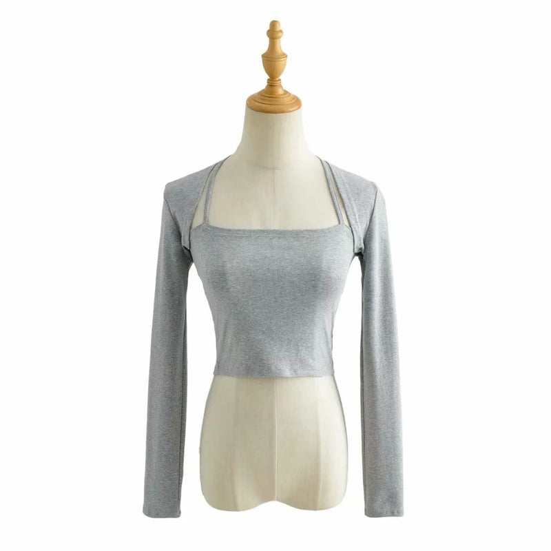 Women T-Shirt Vest Solid Color Fashion Suit