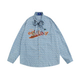 Men Long Sleeve T Shirt Men's Cartoon Animal Bowknot Shirt Cardigan Outerwear