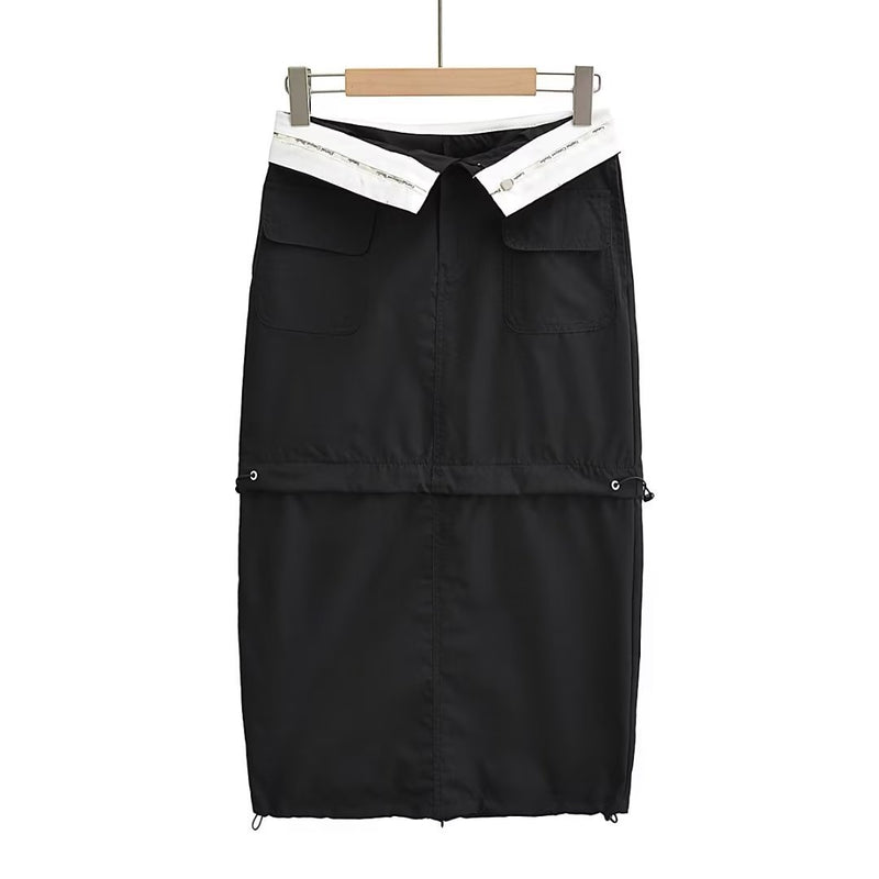Women Skirt Fall Suit Skirt Zipper Stitching Skirt
