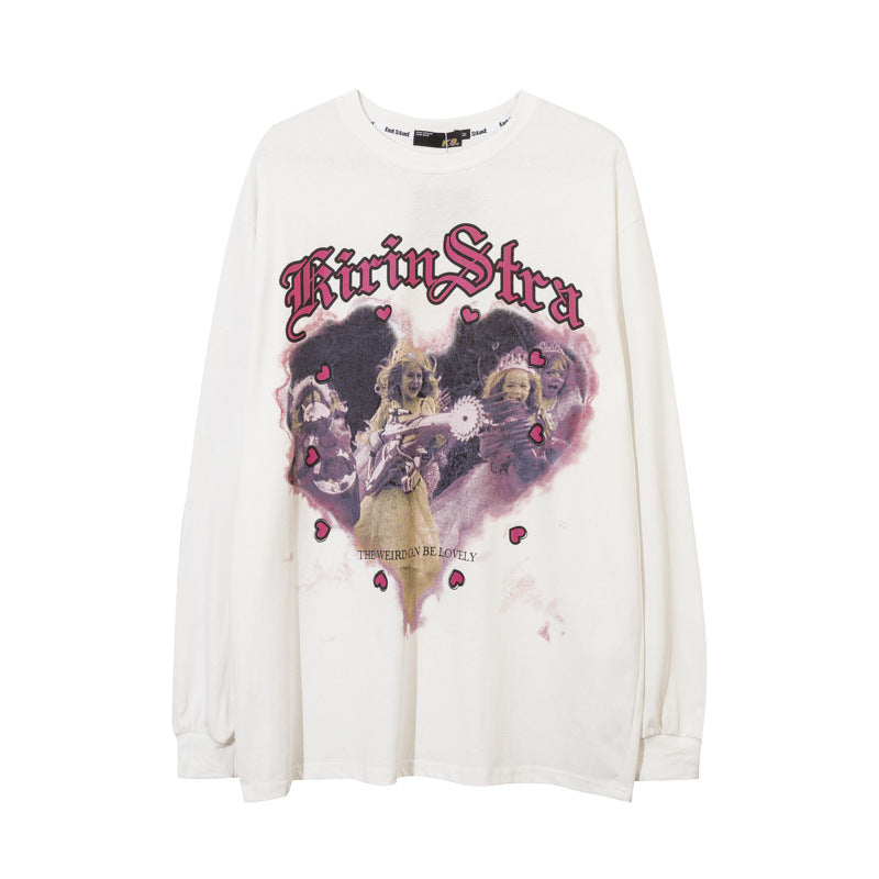 Men Long Sleeve Shirt Portrait Printing High Street Long Sleeve T-shirt Men and Women Loose