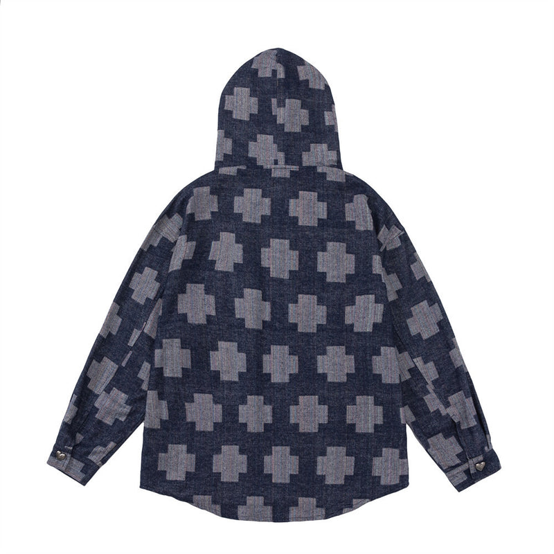 Men Hoodie Hooded Loose Top Coat Men's Three-Dimensional Denim