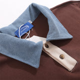 Men Hoodie Stitching Embroidered Letters Men's Loose Spring and Autumn Long Sleeve Polo Shirt