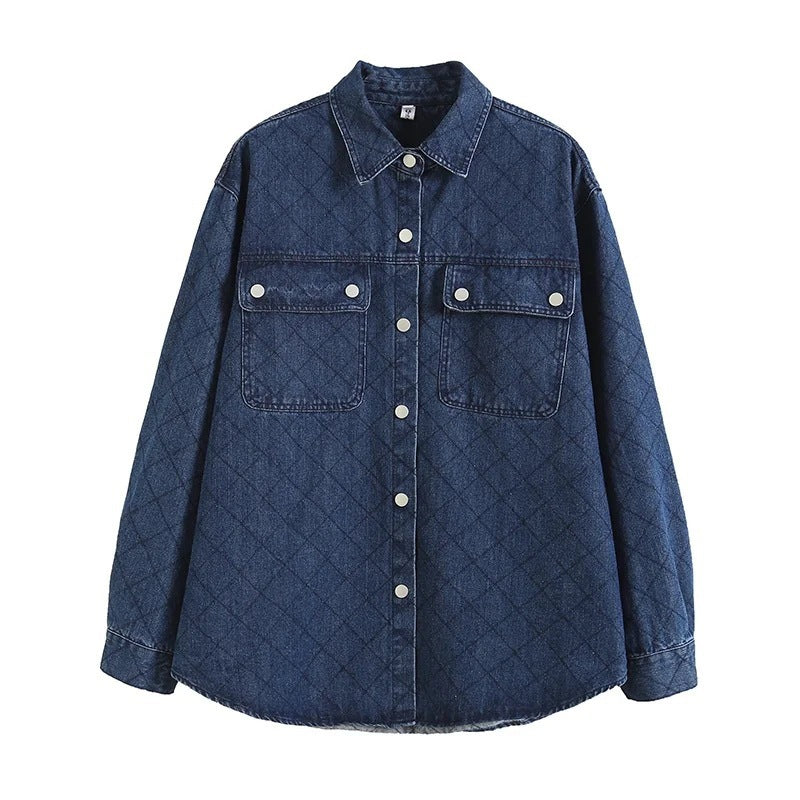 Women T-shirt Fall Long Sleeve Shirt Female Loose-Fitting Denim Clothes