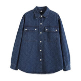 Women T-shirt Fall Long Sleeve Shirt Female Loose-Fitting Denim Clothes