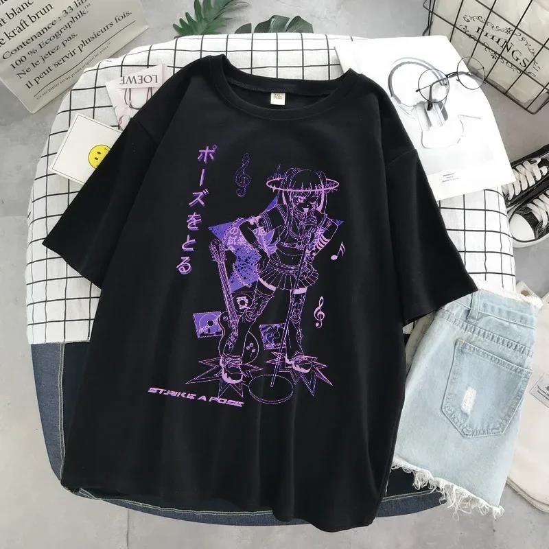 Women Oversized T-shirt Kawaii Goth Harajuku Music Girl Prin