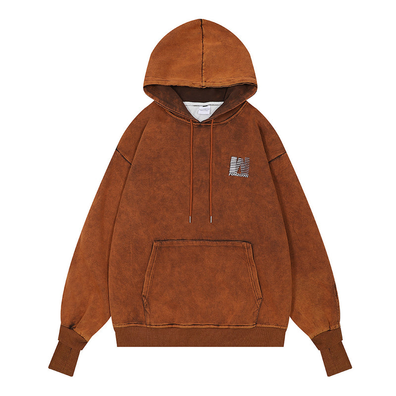 Men Hoodie Distressed Washed Hooded Sweater