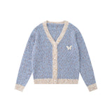 Women Sweater Color Matching Sweater Button Casual Long Sleeve