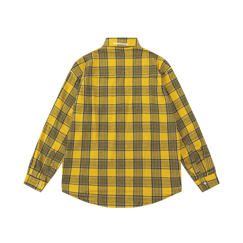 Men Long Sleeved T Shirt Plaid Long Sleeve Shirt Men's Ins Spring and Autumn Double-Sided Wear Shirt Coat