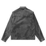 Men Denim Jacket Washed Distressed Denim Jacket Workwear Jacket