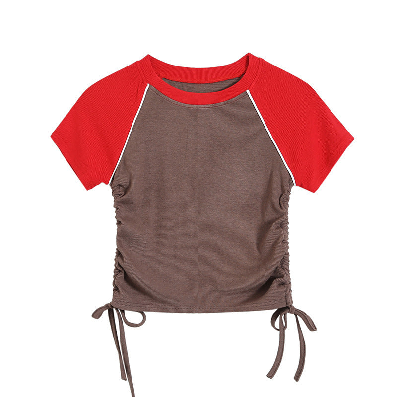 Women T-Shirt Tight Short-Sleeved Women's Spring and Summer Color Matching T-shirt