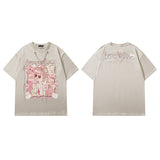 Men's T-shirt Spring and Summer Men's Kitten Printed Short-Sleeved T-shirt Men's and Women's Casual
