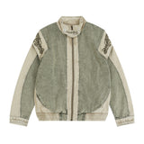 Men Denim Jacket Stitching Washed and Worn Denim Jacket Coat Men's Autumn and Winter Loose Denim Jacket